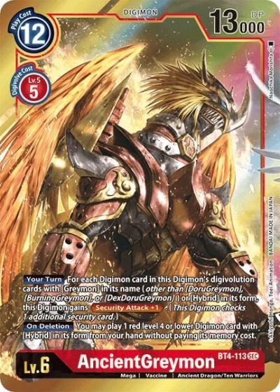 AncientGreymon Alternate Art BT4-113 SEC Great Legend Digimon card