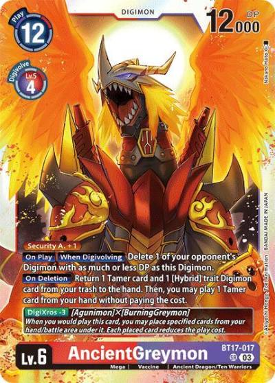 AncientGreymon BT17-017 SR Secret Crisis Digimon card