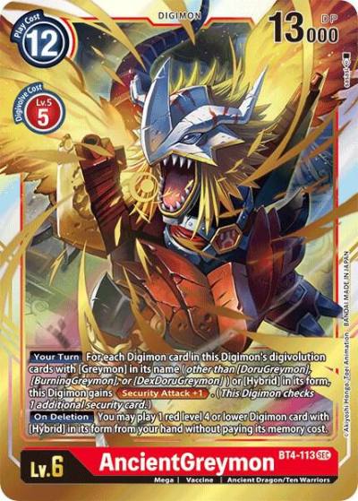 AncientGreymon BT4-113 SEC Great Legend Digimon card