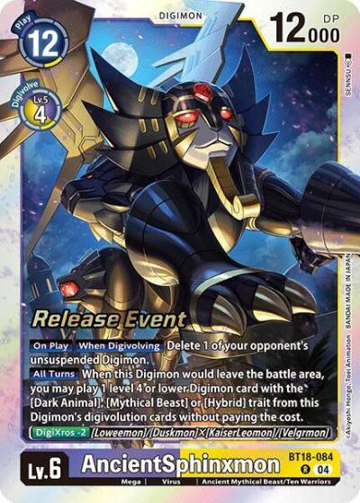 AncientSphinxmon BT18-084 R Release Special Booster 2.0 Celebration Event Cards Digimon card