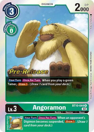 Angoramon BT10-044 R Xros Encounter Pre-Release Cards Digimon card