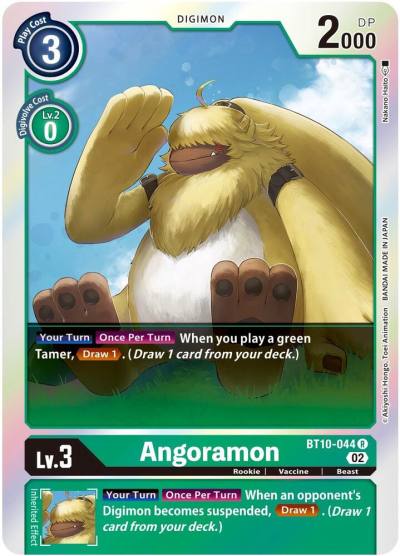 Angoramon BT10-044 R Xros Encounter Digimon card