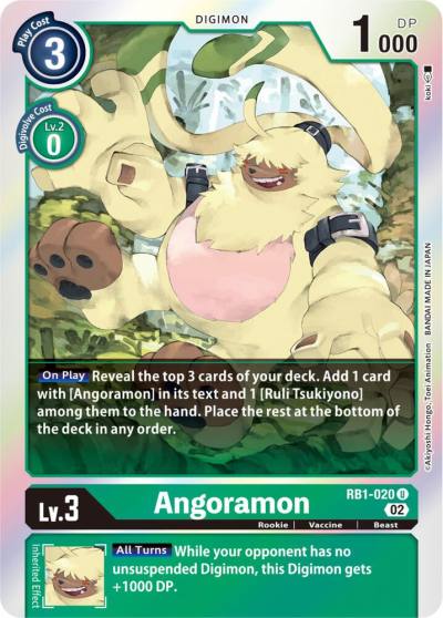 Angoramon RB1-020 U Resurgence Booster Digimon card