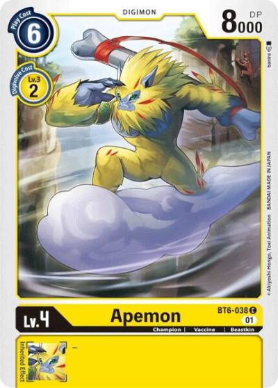 Apemon BT6-038 C Double Diamond Digimon card