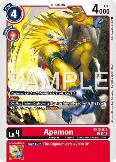 Apemon EX12-012 C Digital World Shambala Digimon card