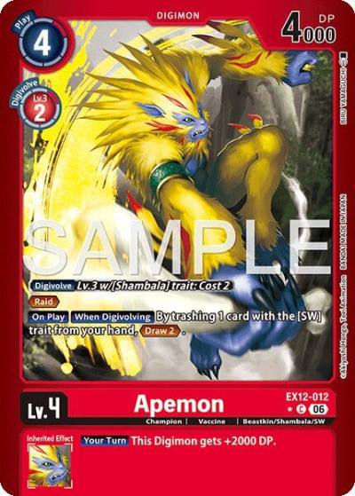 Apemon Limited Foil EX12-012 C Digital World Shambala Digimon card