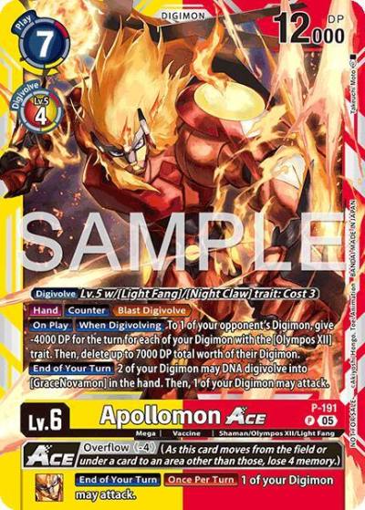 Apollomon ACE Store Tournament 2025 Vol3 Participation Pack P-191 P Digimon Promotion Cards Digimon card