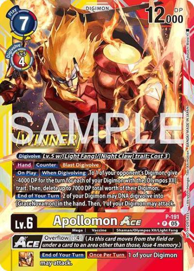 Apollomon ACE Store Tournament 2025 Vol3 Winner Pack P-191 P Digimon Promotion Cards Digimon card