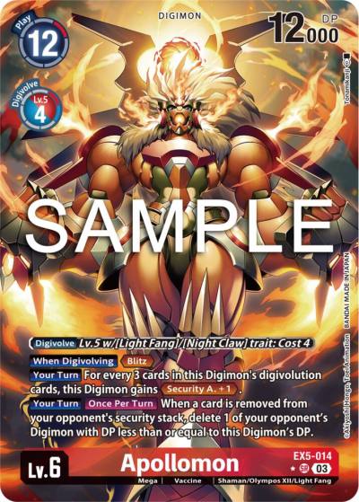 Apollomon Alternate Art EX5-014 SR Animal Colosseum Digimon card