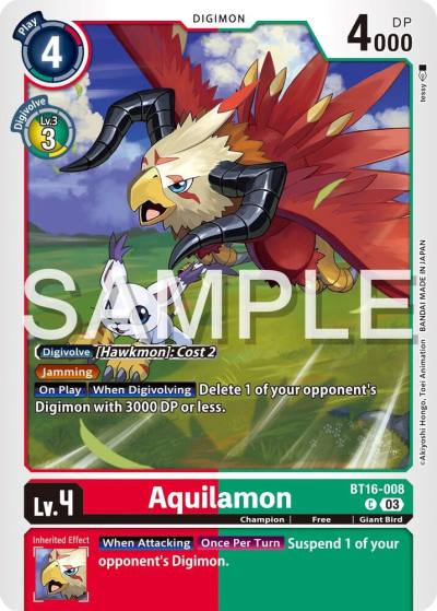 Aquilamon BT16-008 C Beginning Observer Digimon card