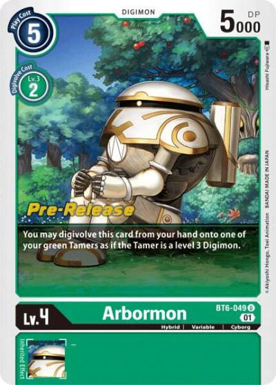 Arbormon BT6-049 U Double Diamond Pre-Release Cards Digimon card