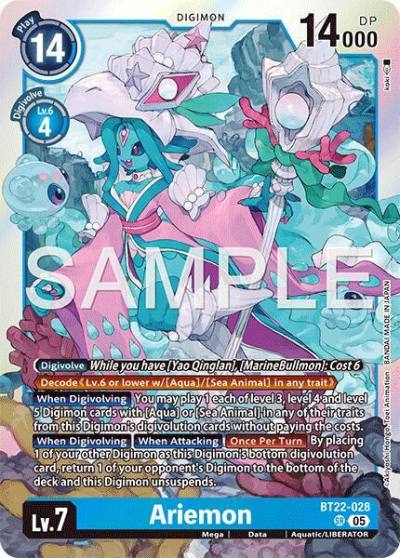 Ariemon BT22-028 SR Cyber Eden Digimon card