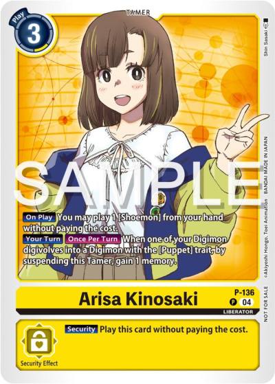 Arisa Kinosaki Digimon Liberator Promotion Pack P-136 P Digimon Promotion Cards Digimon card