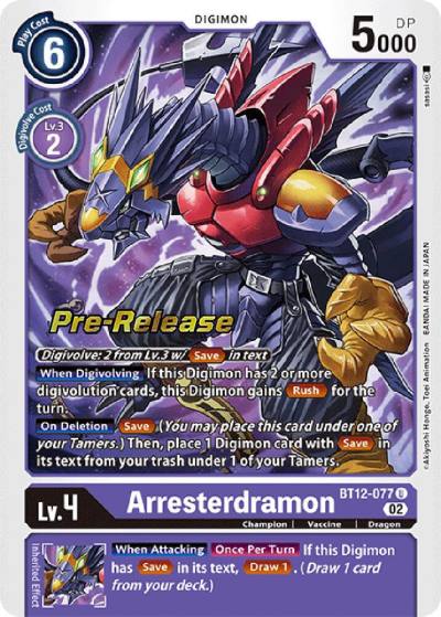 Arresterdramon BT12-077 U Across Time Pre-Release Cards Digimon card