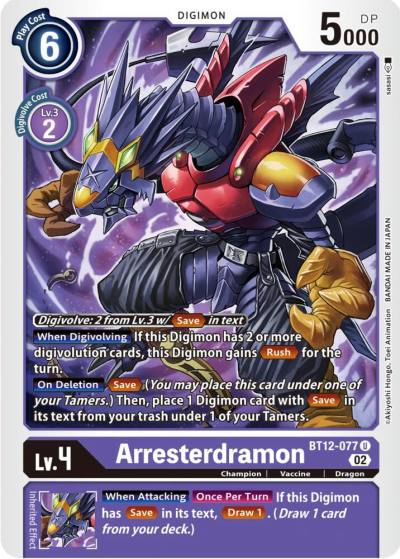 Arresterdramon BT12-077 U Across Time Digimon card