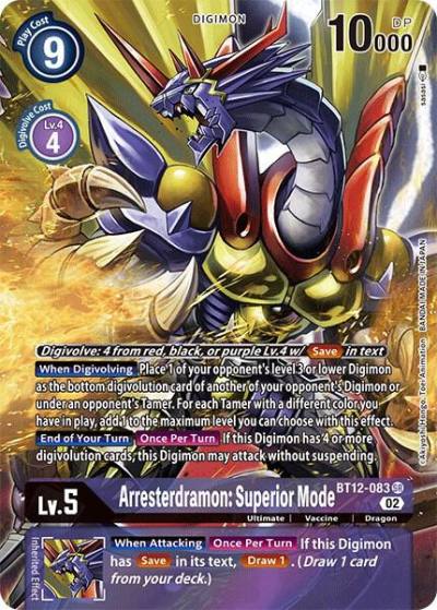 Arresterdramon Superior Mode Alternate Art BT12-083 SR Across Time Digimon card