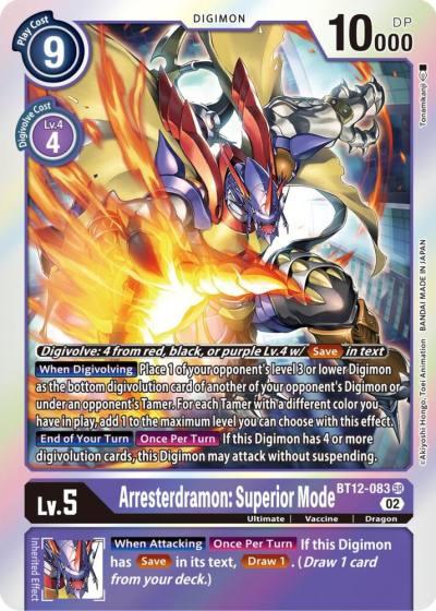 Arresterdramon Superior Mode BT12-083 SR Across Time Digimon card