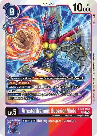Arresterdramon Superior Mode BT21-072 R World Convergence Digimon card