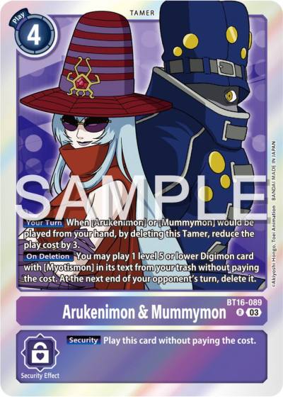 Arukenimon and Mummymon BT16-089 R Beginning Observer Digimon card