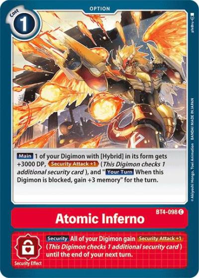 Atomic Inferno BT4-098 C Great Legend Digimon card