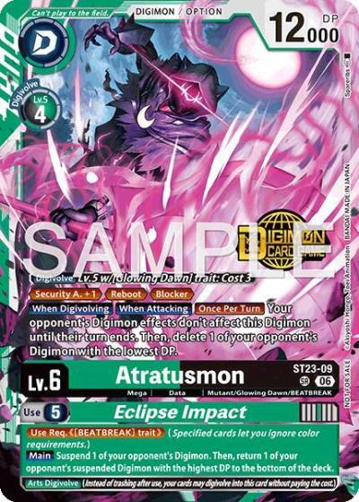 Atratusmon // Eclipse Impact Welcome Tamers Pack Vol2 ST23-09 SR Starter Deck 23: Beatbreak Release Event Cards Digimon card
