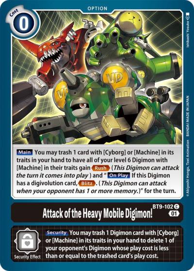 Attack of the Heavy Mobile Digimon BT9-102 C X Record Digimon card