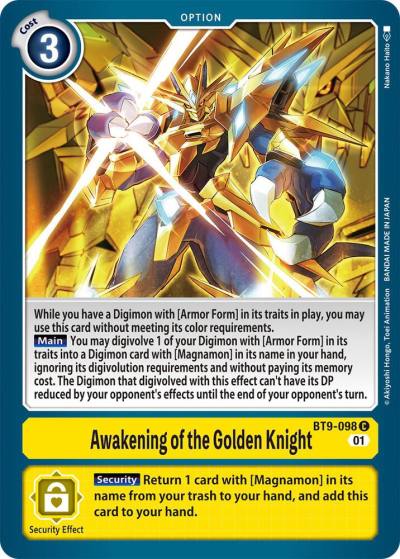 Awakening of the Golden Knight BT9-098 C X Record Digimon card