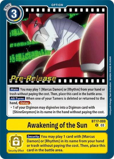Awakening of the Sun BT17-099 U Secret Crisis Pre-Release Cards Digimon card