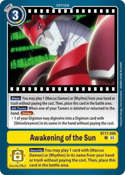 Awakening of the Sun BT17-099 U Secret Crisis Digimon card