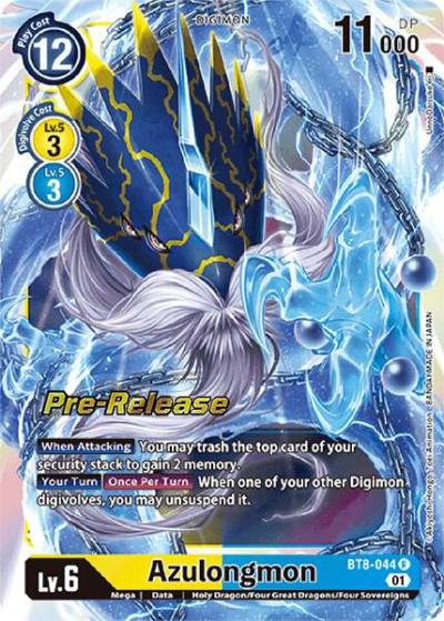 Azulongmon BT8-044 R New Awakening Pre-Release Cards Digimon card