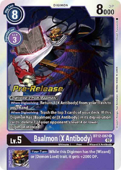 Baalmon X Antibody BT12-082 R Across Time Pre-Release Cards Digimon card