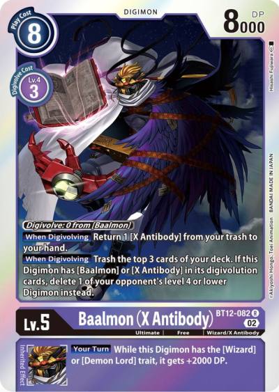 Baalmon X Antibody BT12-082 R Across Time Digimon card