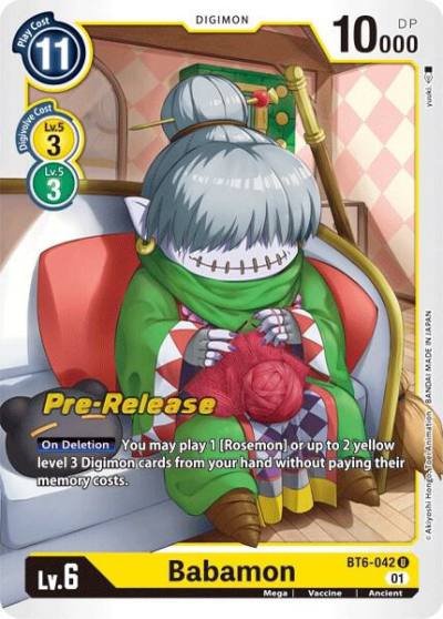 Babamon BT6-042 U Double Diamond Pre-Release Cards Digimon card