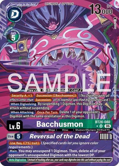 Bacchusmon // Reversal of the Dead Alternate Art BT26-080 SR Timeless Bonds Digimon card