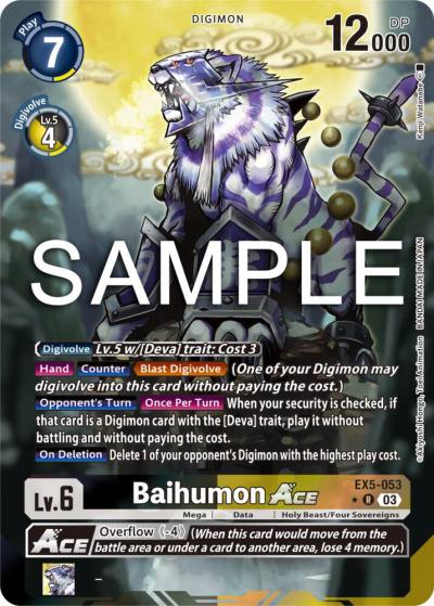 Baihumon ACE Alternate Art EX5-053 R Animal Colosseum Digimon card