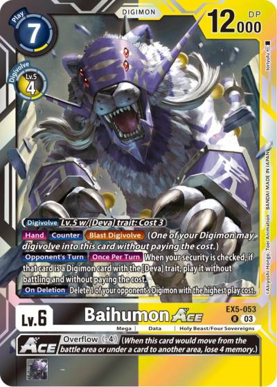 Baihumon ACE EX5-053 R Animal Colosseum Digimon card