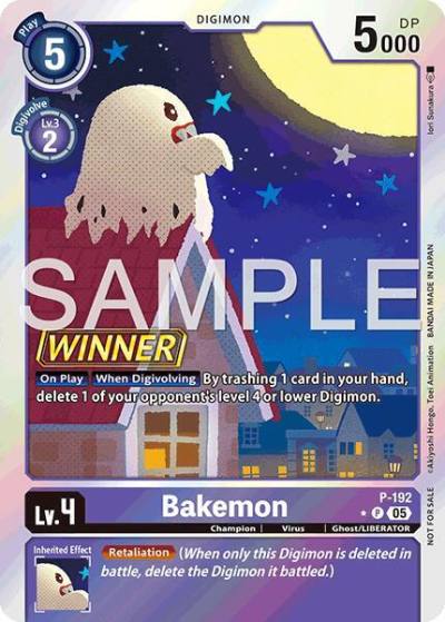 Bakemon Store Tournament 2025 Vol3 Winner Pack P-192 P Digimon Promotion Cards Digimon card