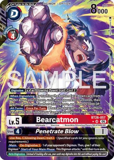Bearcatmon // Penetrate Blow Alternate Art BT26-057 SR Timeless Bonds Digimon card