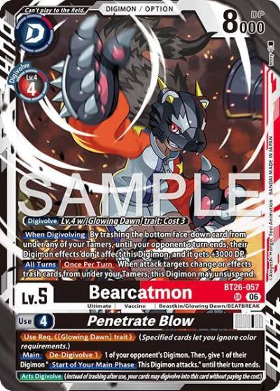 Bearcatmon // Penetrate Blow BT26-057 SR Timeless Bonds Digimon card