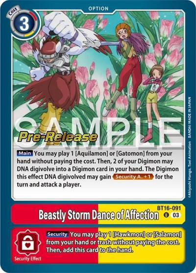 Beastly Storm Dance of Affection BT16-091 U Beginning Observer Pre-Release Cards Digimon card