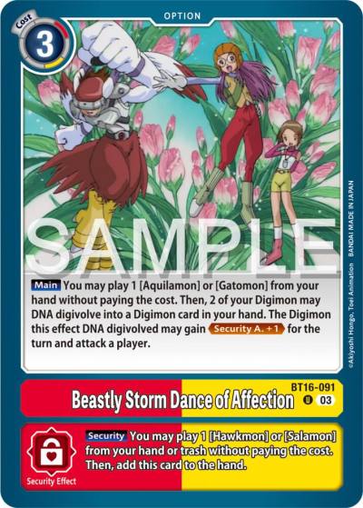 Beastly Storm Dance of Affection BT16-091 U Beginning Observer Digimon card