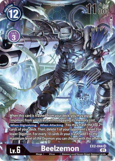 Beelzemon Alternate Art EX2-044 SR Digital Hazard Digimon card