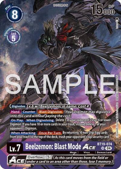 Beelzemon Blast Mode ACE BT19-074 SR Limited Card Pack -Billion Bullet- Digimon card