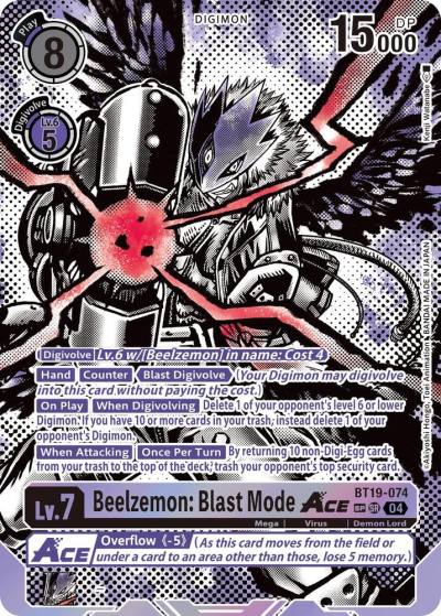Beelzemon Blast Mode ACE Textured BT19-074 SR Release Special Booster 2.5 Digimon card