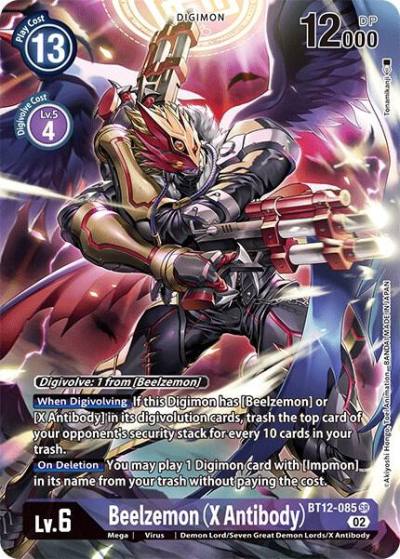 Beelzemon X Antibody Alternate Art BT12-085 SR Across Time Digimon card