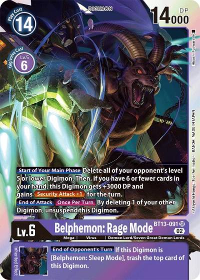Belphemon Rage Mode BT13-091 SR Versus Royal Knights Digimon card