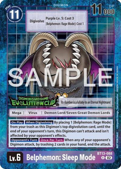 Belphemon Sleep Mode 2024 Evolution Cup BT13-088 R Versus Royal Knights Digimon card