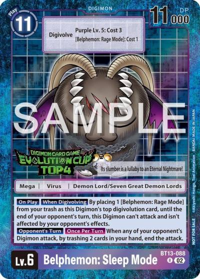 Belphemon Sleep Mode 2024 Evolution Cup Top 4 BT13-088 R Versus Royal Knights Digimon card