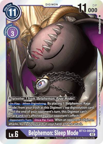 Belphemon Sleep Mode BT13-088 R Versus Royal Knights Digimon card