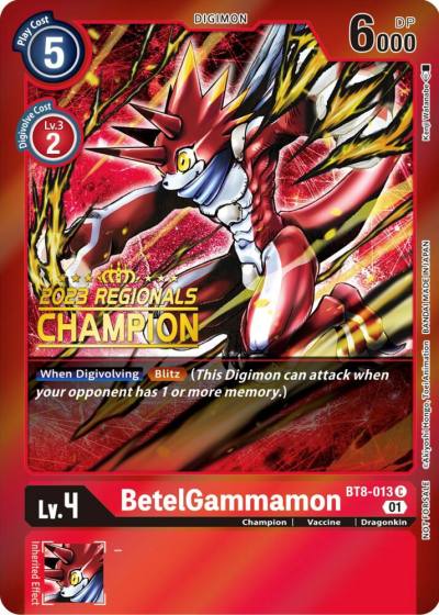 BetelGammamon 2023 Regionals Champion BT8-013 C New Awakening Digimon card